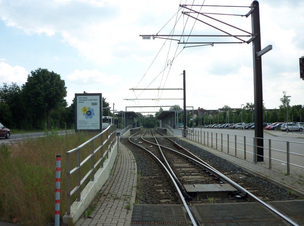 Blick auf die Kehranlage des Stadtbahnendpunktes Altwarnbchen am 14.06.2010.