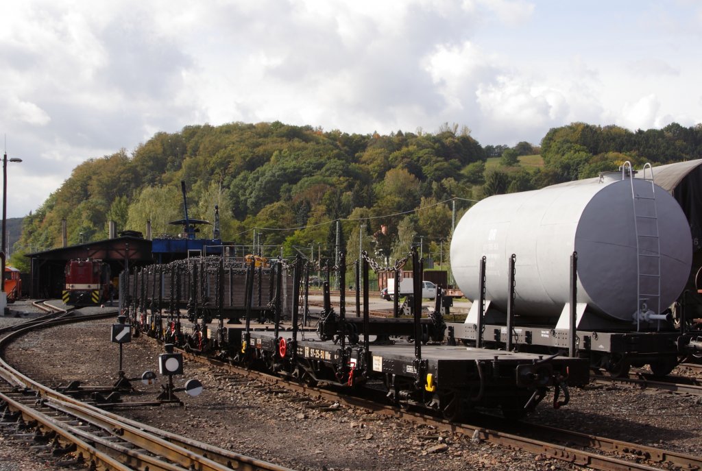 Blick vom Bahnsteig der Weieritztalbahn ins Bw. Freital-Hainsberg. (Aufnahme vom 07.10.2011)