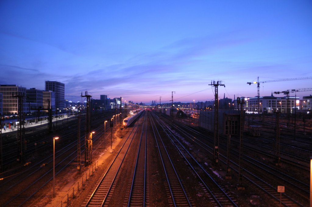 Blick von der Donnersbergerbr�cke/M�nchen auf die Gleise Richtung Hbf (23.01.11)