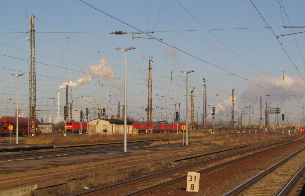 Blick ber die Gleisanlagen in Grokorbetha; 20.02.2012