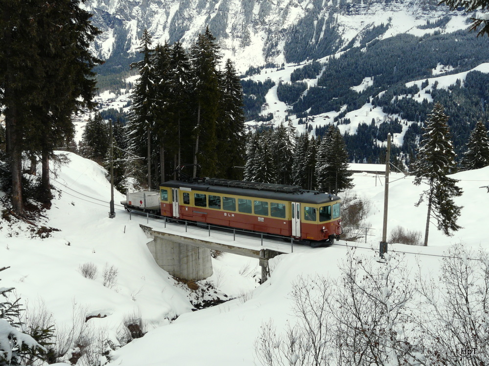 BLM - Triebwagen Be 4/4 21 unterwegs zwischen Grtschalp und Winteregg am 25.02.2011

