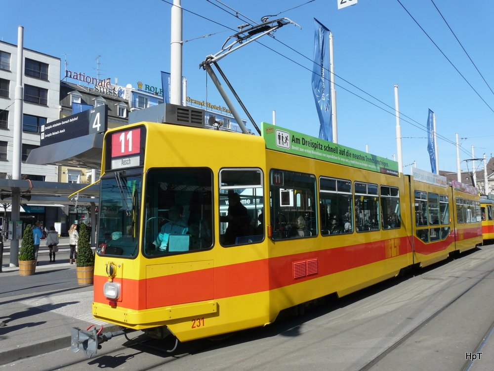 BLT - Be 4/8 231 unterwegs auf der Linie 11 am 19.03.2010