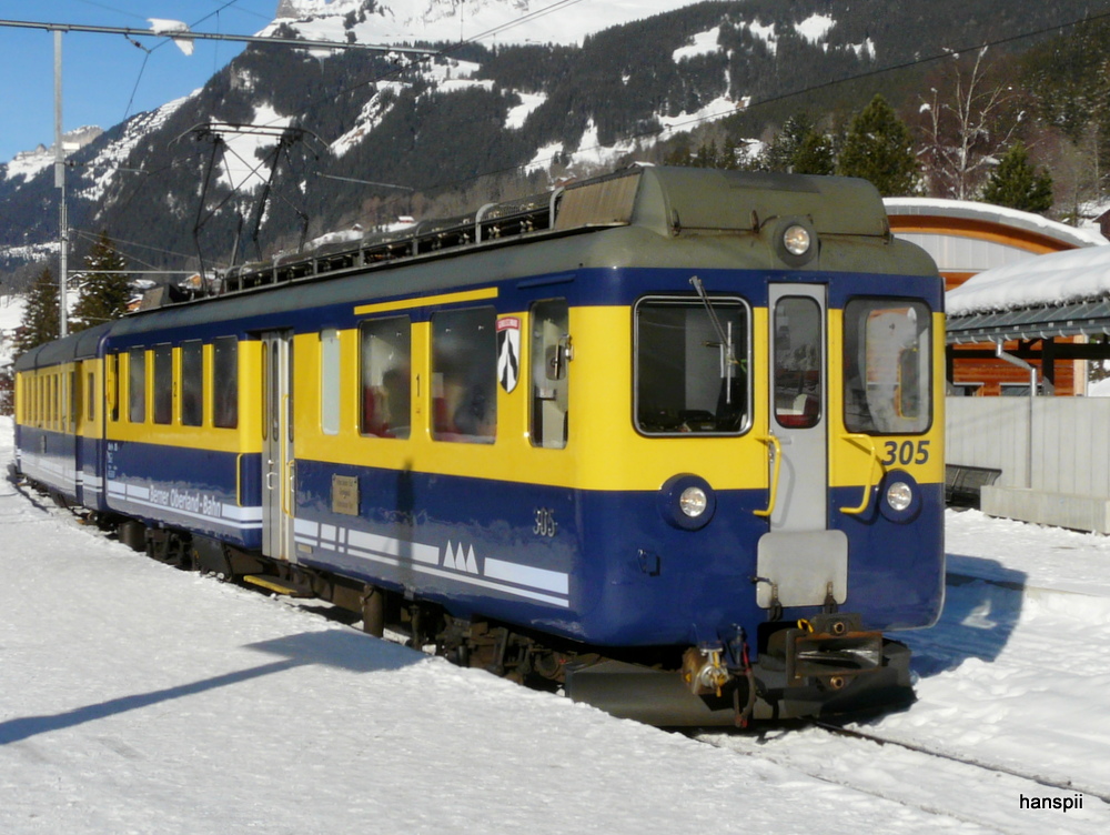 BOB - Triebwagen ABeh 4/4  305 in Grindelwald am 26.01.2013