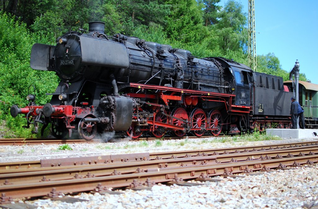 BR 050-2740 von IG 3 Seenbahn hier beim wasserfassen in BW Seebrugg am 31. 07 2010.