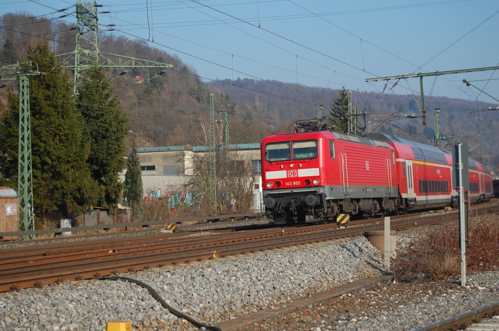 BR 143 802 am 2. Mrz 2012 zwischen Altbach und Plochingen