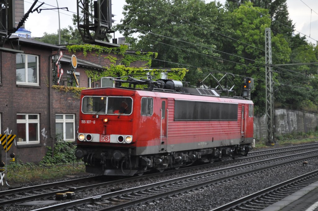 BR 155 107 auf Solofahrt durch Hamburg-Harburg am 05.08.2010