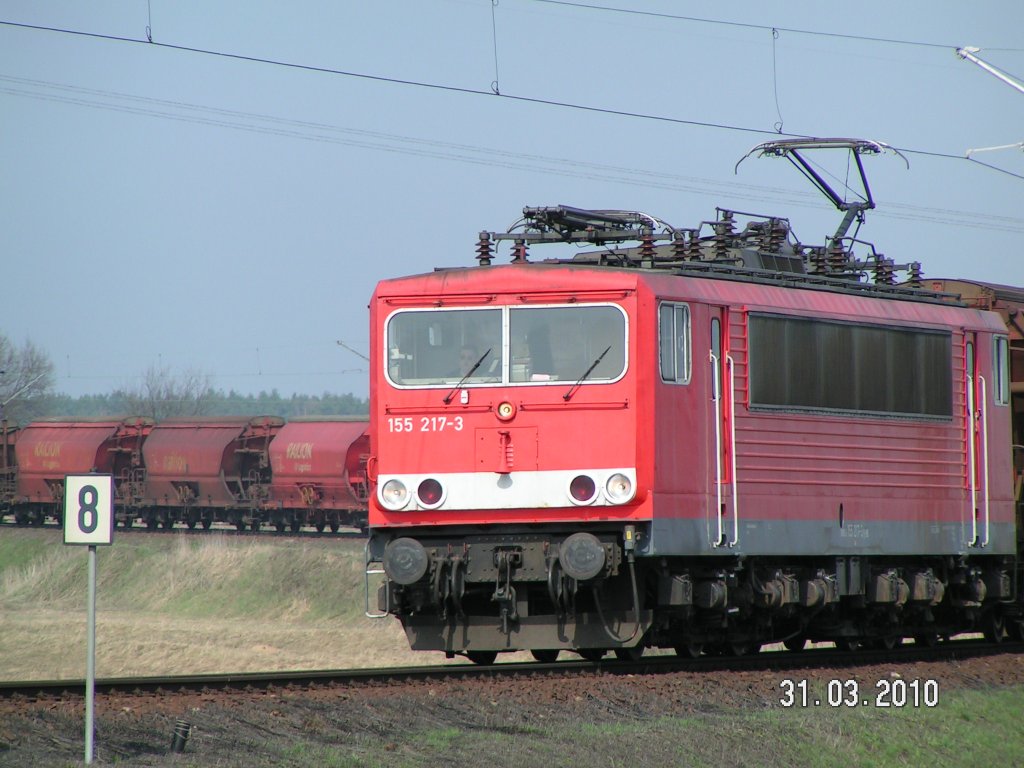 BR 155 mit Gterzug in richtung Potsdamm HBF 