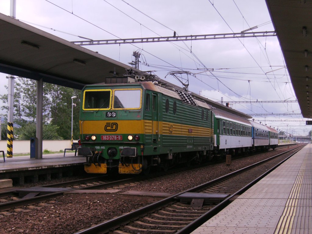 BR 163 078-9 mit Os nach Sumberk am 03.08.2010 in Zabreh na Morave.