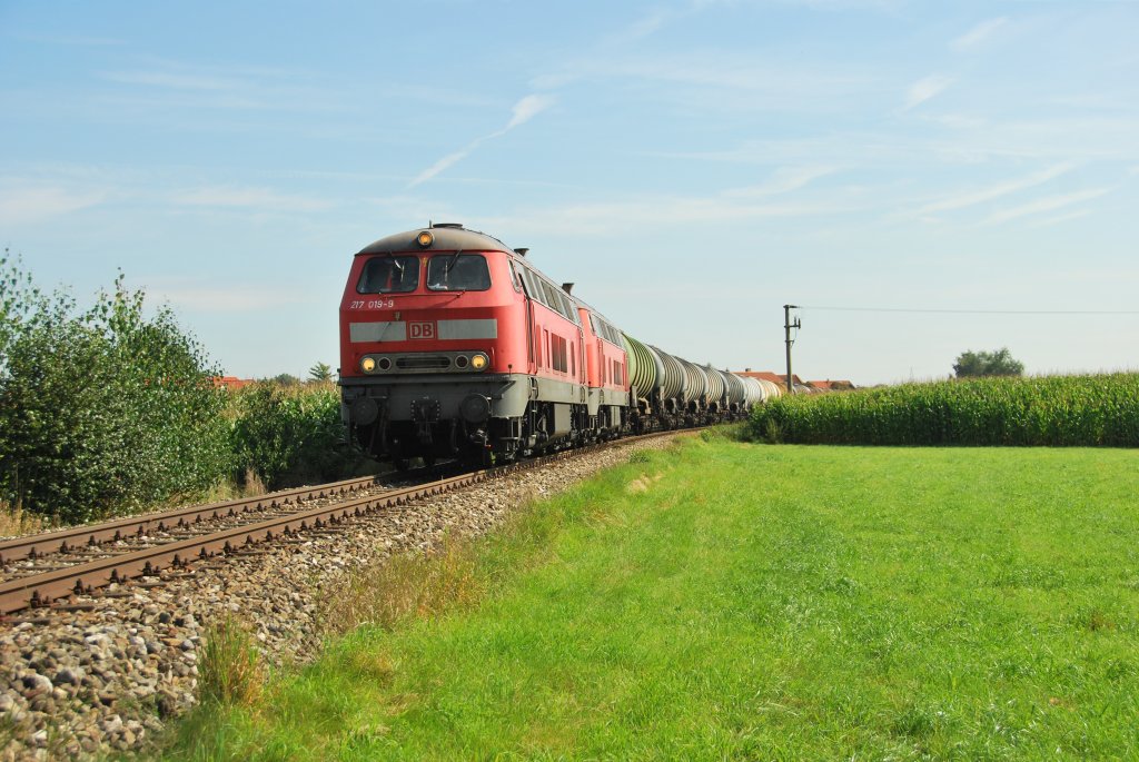 Br 217 019-9 + Br 217 xxx mit ein Kesselwagenganzzug in Heiligenstadt 20/08/2010.