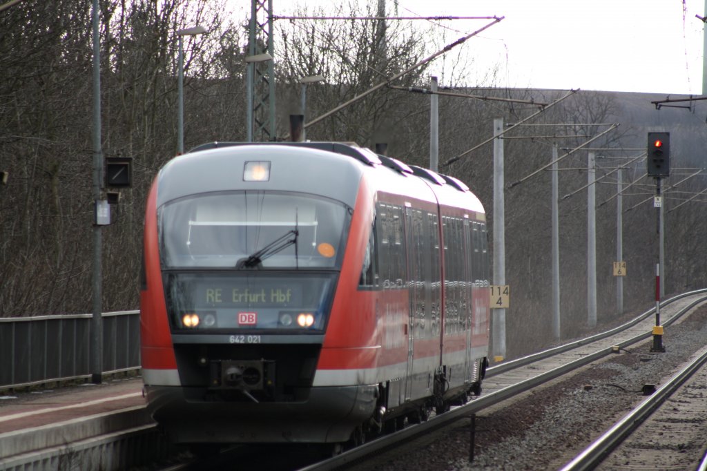 BR 642 021 durchfhrt Bischleben am 25.02.2010