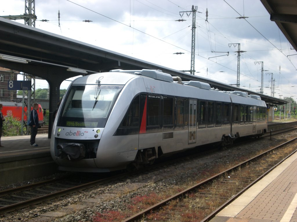 BR 648 LINT 41 als RB46 nach Bochum Hauptbahnhof am Hauptbahnhof Wanne-Eickel.(18.7.2012) 