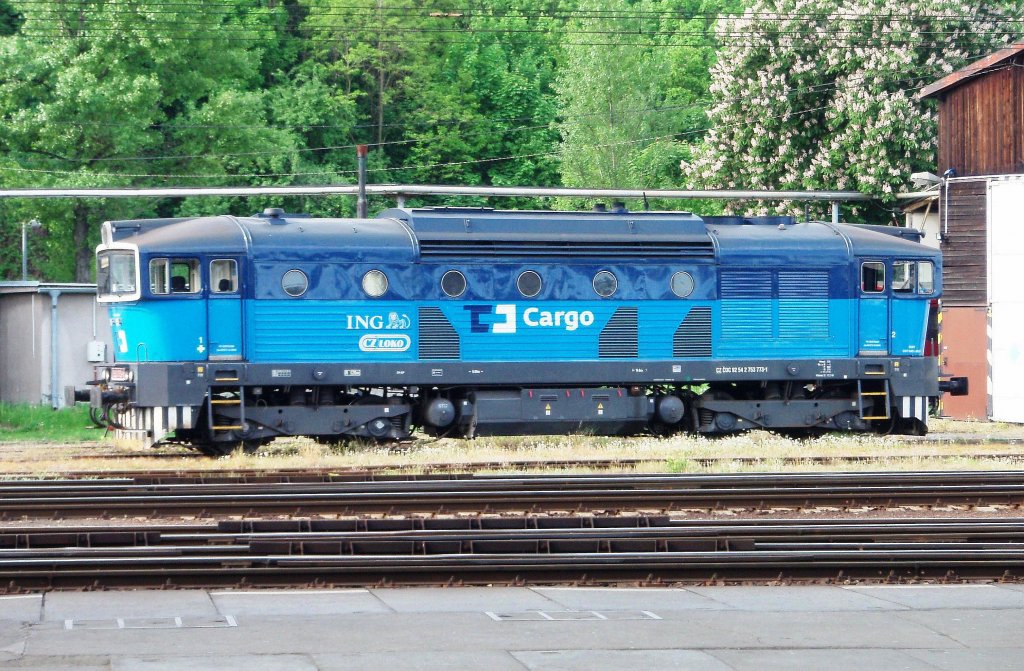 BR 753.773 am 11.5. 2012 in Kralupy. ČD Cargo.