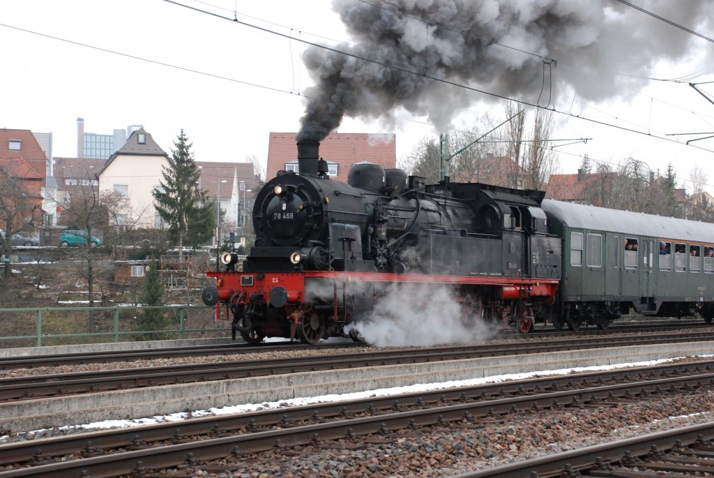 BR 78 468 auf der G�ubahn. Bild entstand kurz vor Stuttgart-Vaihingen am 14.03.2010.