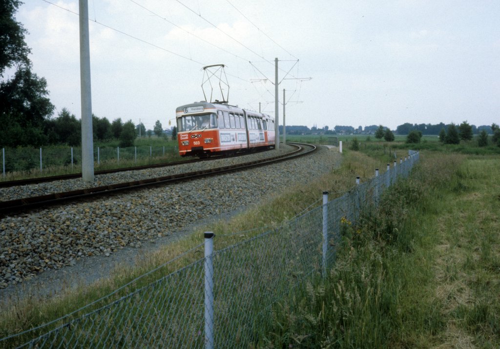 Bremen BSAG SL 6 (Wegmann-GT4 503) Huchting am 23. Juni 1981.
