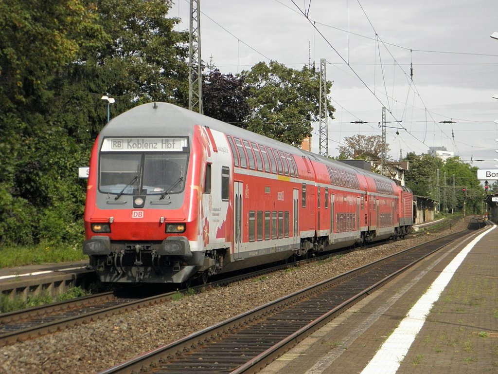 BUGA Dosto-Steuerwagen als RB27 nach Koblenz Hbf in Beuel am 11.8.2011