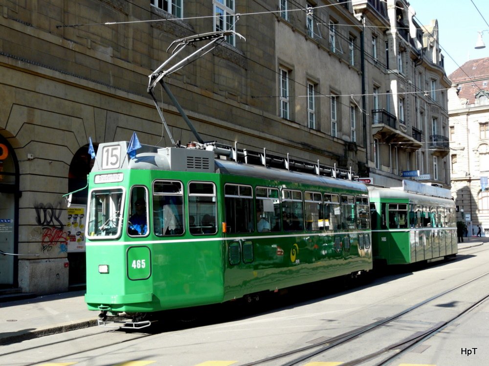 BVB - Be 4/4 465 mit Anhnger unterwegs auf der Linie 15 am 19.03.2010
