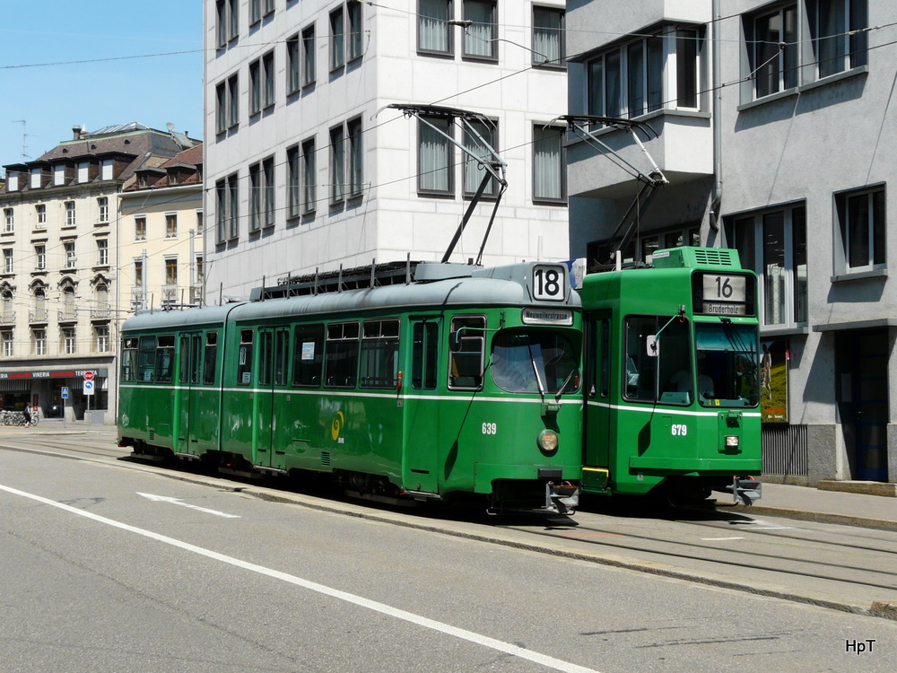 BVB - Be 4/6  639 zusammen mit dem Be 4/8 679 am 24.05.2010