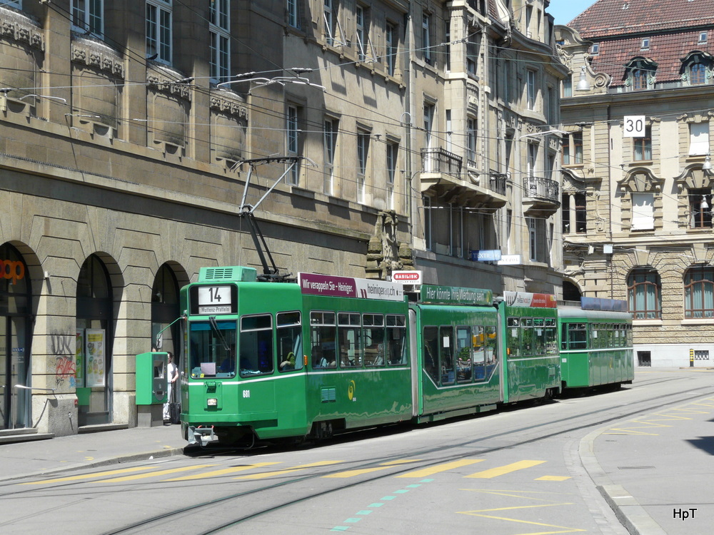 BVB - Be 4/8 681 mit 1 Beiwagen unterwegs auf der Linie 14 am 24.05.2010