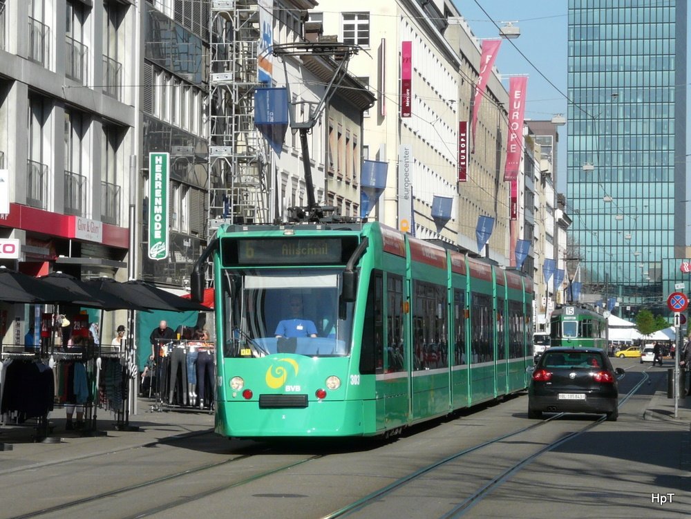 BVB - Be 6/8 303 unterwegs auf der Linie 6 am 19.03.2010