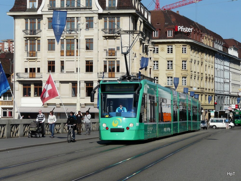 BVB - Be 6/8 311 unterwegs auf der Linie 6 am 19.03.2010