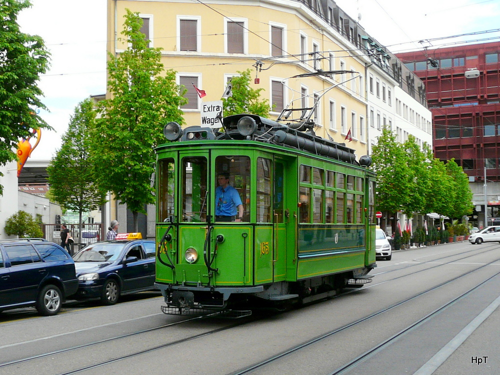 BVB - Oldtimer Tram Ce 2/2 162 unterwegs in Basel am 04.05.2012