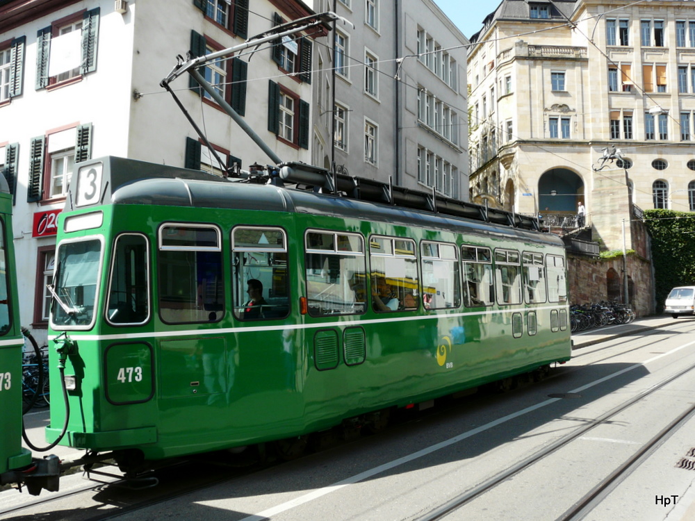 BVB - Tram Be 4/4 473 unterwegs auf der Linie 3 am 29.04.2010