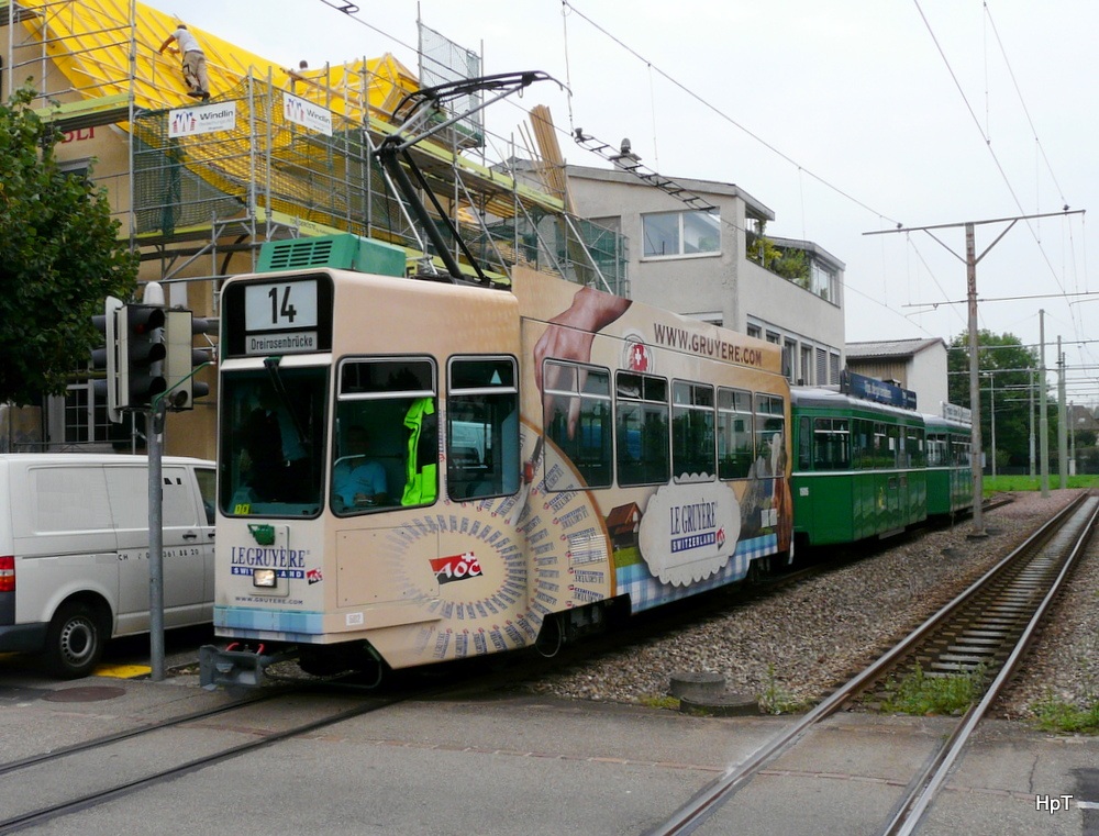 BVB - Tram Be 4/4 502 unterwegs auf der Linie 14 in Prattelen am 04.09.2012