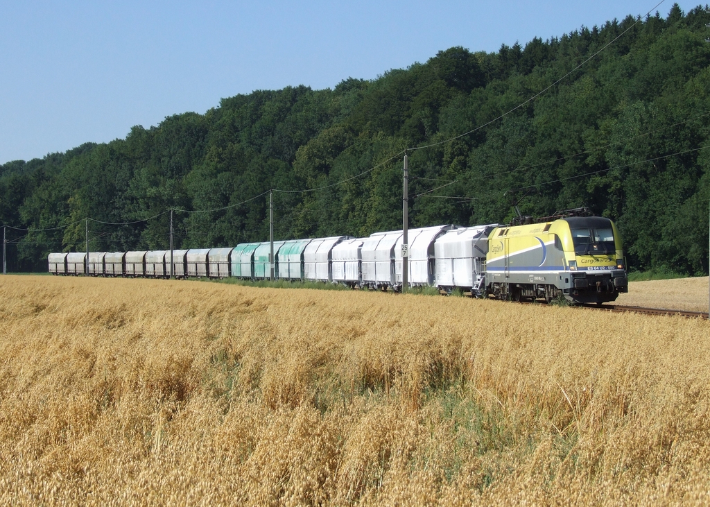 CargoServ ES64U2-080 mit LGAG 61037 Voest Alpine Linz – Kalkwerk Steyrling zwischen Kematen/Krems und Rohr-Bad Hall (Pyhrnbahn). [21.07.10] Re: Danke!