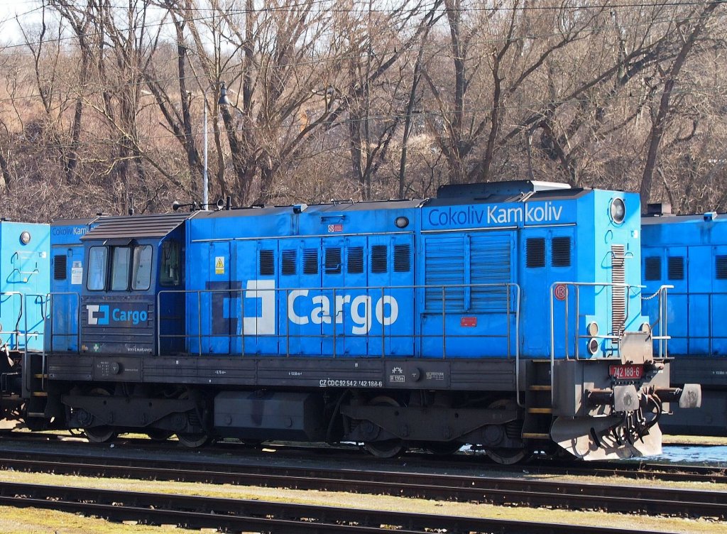 CD Cargo 742 188-6 im Hbf. Beroun am 16. 3. 2013. 