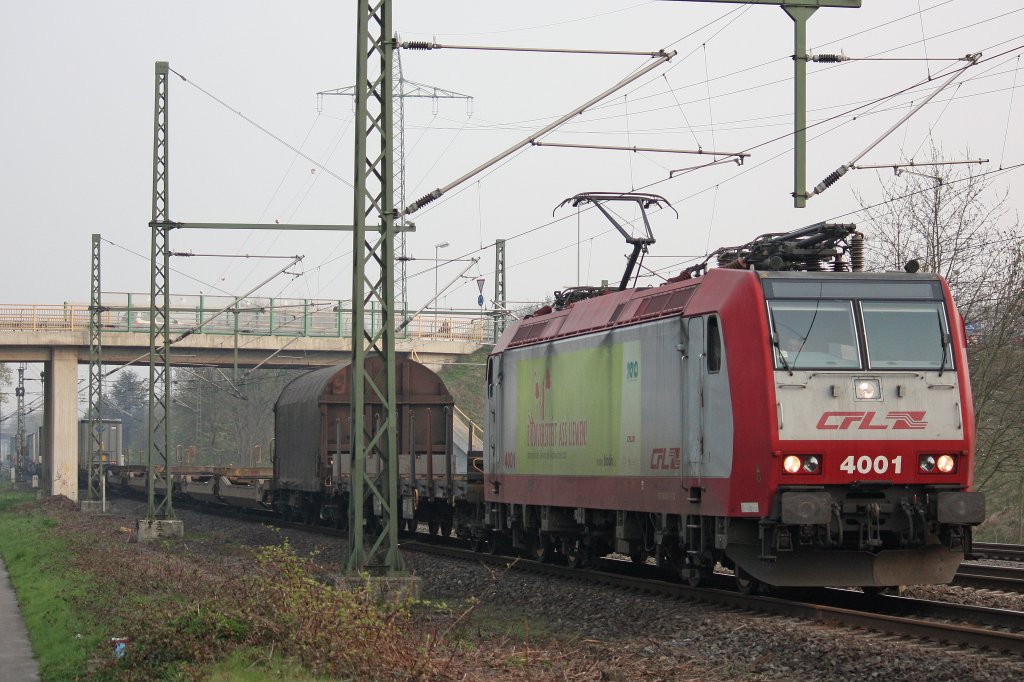 CFL 4001 zog am frhen morgen des 4.4.12 den DGS 42680 von Lbeck Scadinavienkai nach Bettembourg durch Ratingen-Lintorf.