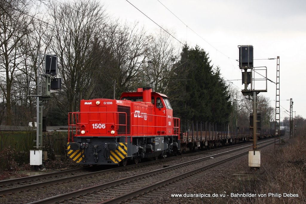 CFL Cargo 1506 fhrt am 20. Februar 2010 um 14:27 Uhr mit einem Gterzug durch Ratingen Oberbusch