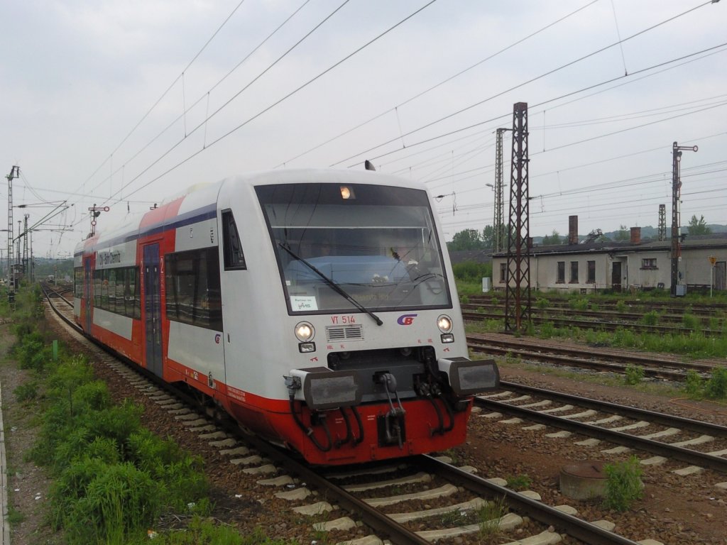 Citybahn Chemnitz bei der Einfahrt in den Chemnitzer HBF. 29.5.2010