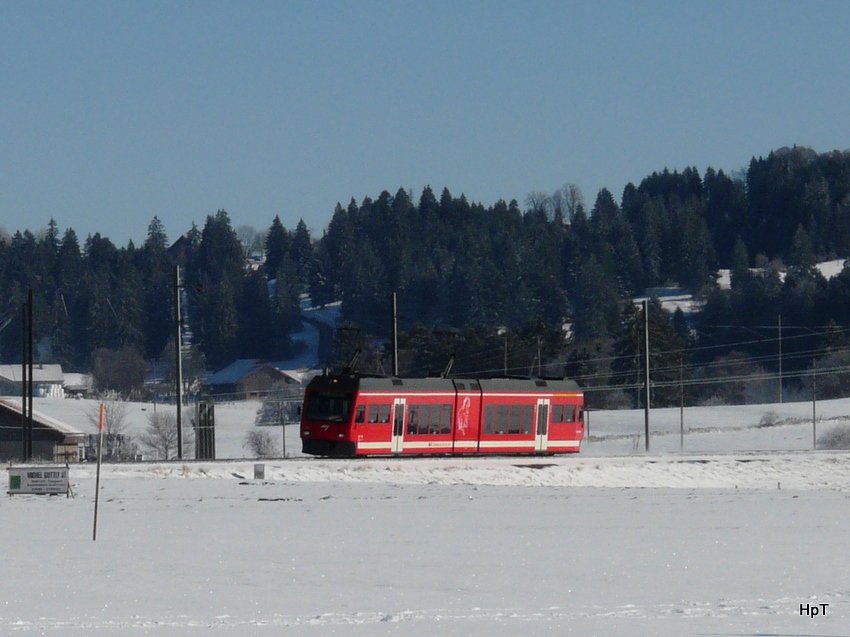 CJ - Regio aus Tavanes nach Le Noirmont unterwegs vor Le Noirmont Triebwagen ABe 2/6 632 am 03.01.2010