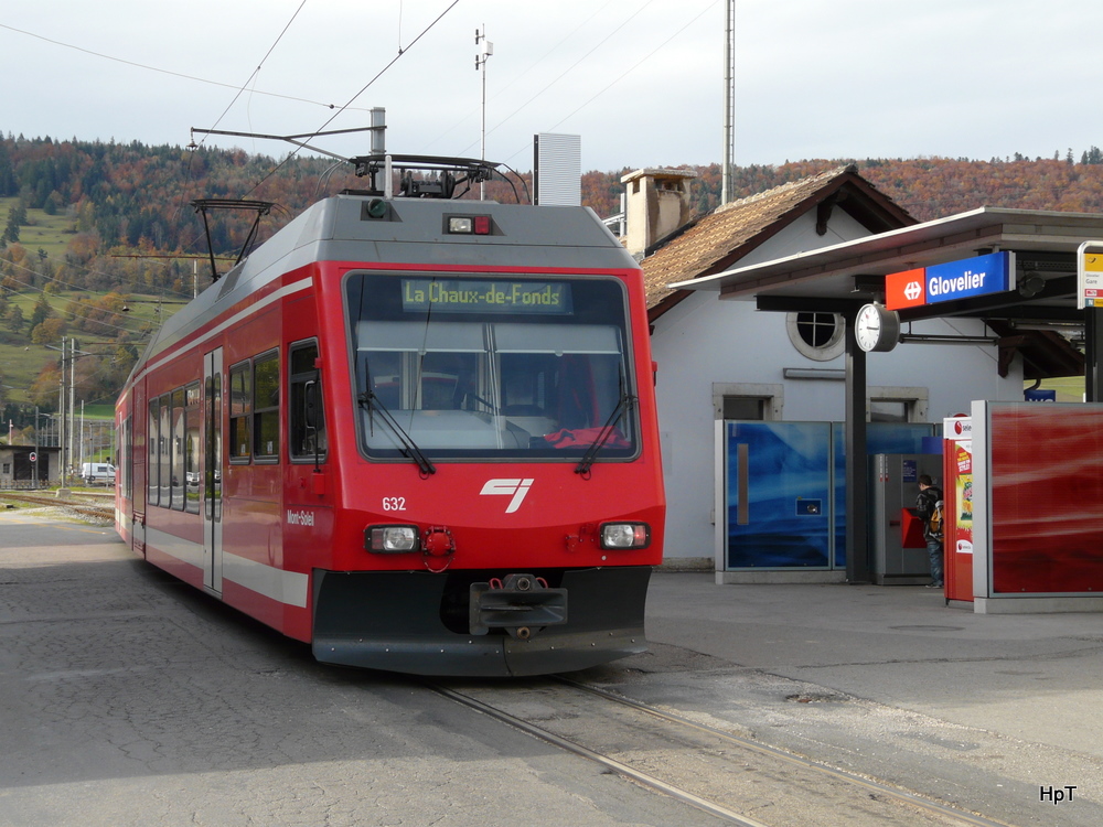 CJ - Triebwagen ABe 2/6  632 in Glovelier am 30.10.2010