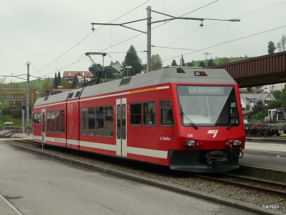CJ - Triebwagen ABe 2/6  634 im Bahnhof von Tavannes am 30.09.2012
