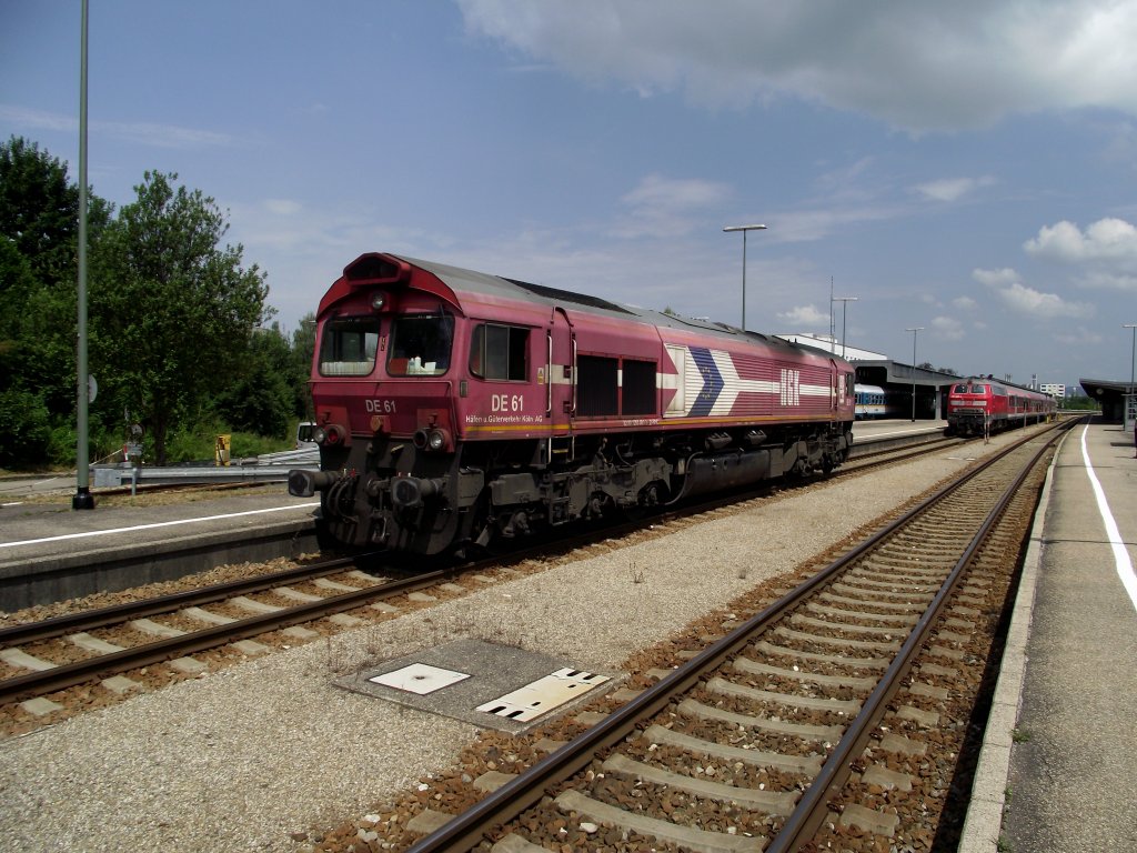 Class 66 der HGK steht am 24.07.13 in Kempten Hbf 