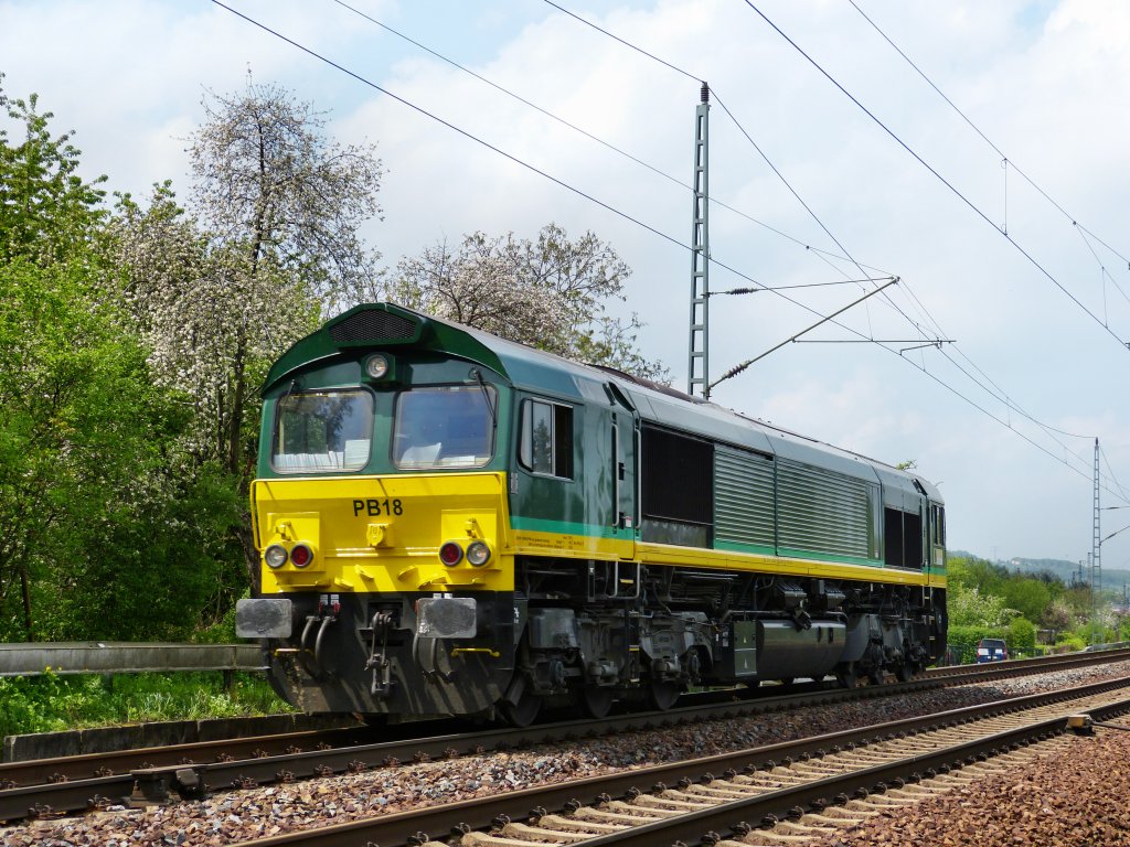 Class 66 der ITL durchfhrt in glnzendem Lack Dresden Stetzsch am 8.5.13