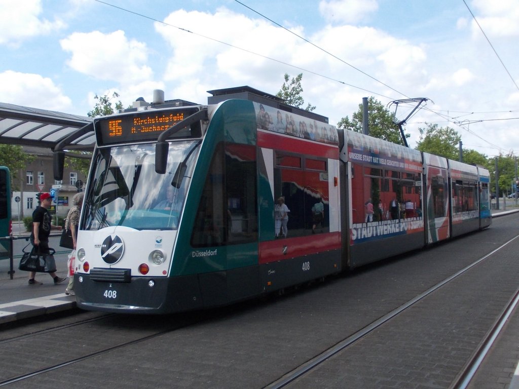 Combino Wagen 408 der ViP als 96 Marie-Juchacz-Str. am 15.06.13 am Hauptbahnhof