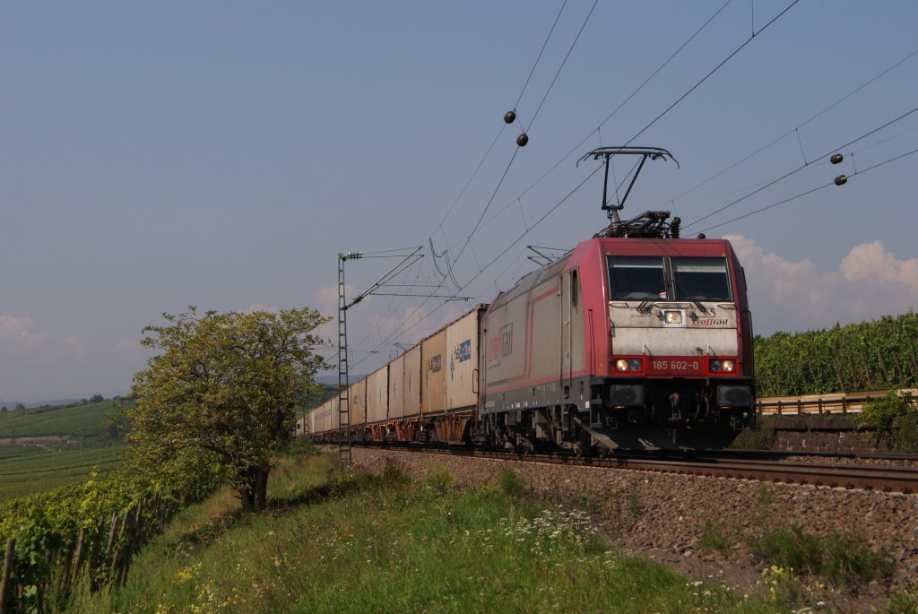 Crossrail 185 602-0 mit dem Ewals Cargo Care in Erbach (Rheingau) am 03.09.2011