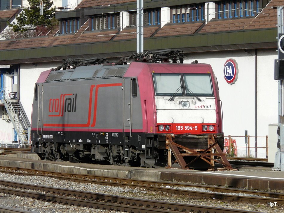 crossrail - Lok 185 594-9 abgestellt in Thun am 21.11.2009