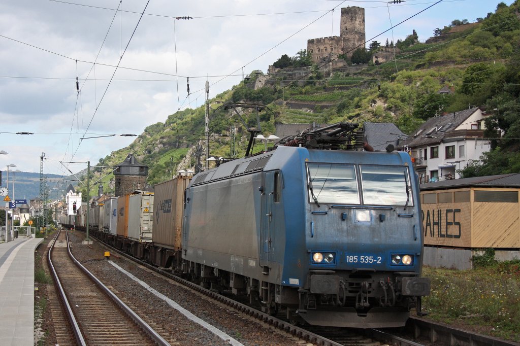 Crossrail Mietlok 185 535 am 8.8.12 in Kaub.