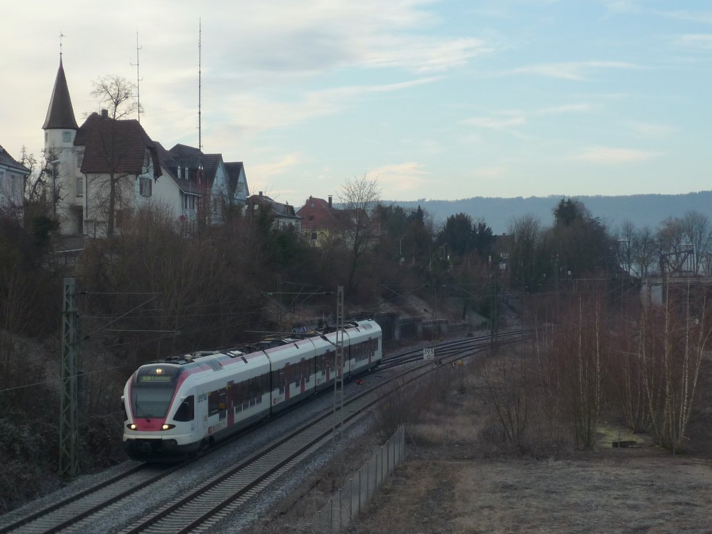 Da war es kalt - RABe 526 als SBB 79819 Engen - Konstanz bei der Ausfahrt Radolfzell
