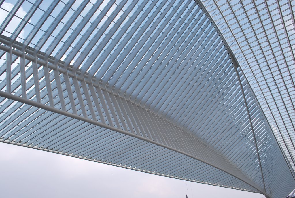 Dachstruktur des Ltticher Bahnhofes  Lige-Guillemins  vom Architekten Santiago Calatrava (September 2009)