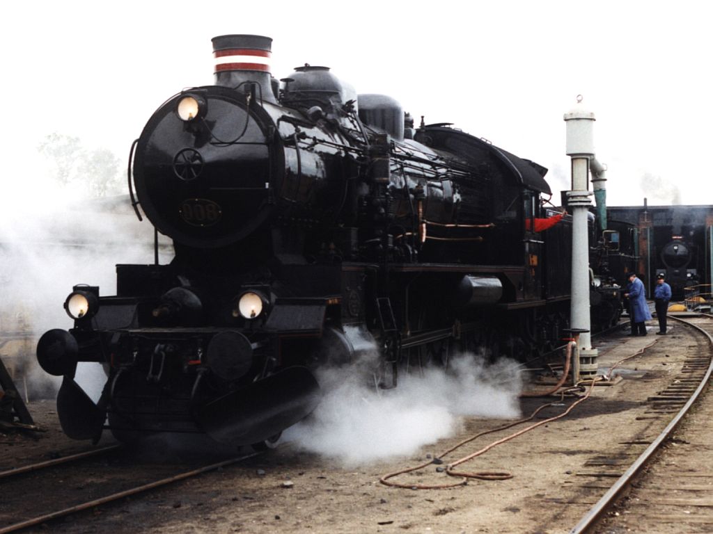 Dampflok 908 (Baureihe PR, Baujahr: 1907) auf Bahnbetriebswerke Randers am 16-5-1999. Bild und scan: Date Jan de Vries.