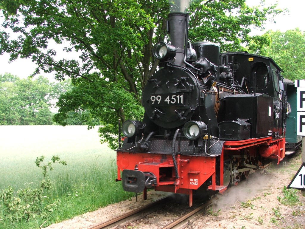 Dampflok 99 4511 der Prenitztalbahn war am 19.05.2007 im Einsatz in der Prignitz beim Pollo.