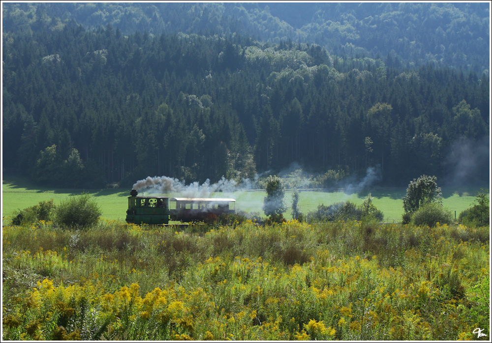 Dampflok Adele fhrt auf der NbiK Museumsbahn von Weizelsdorf nach Ferlach. 
Carnica 21.8.2011