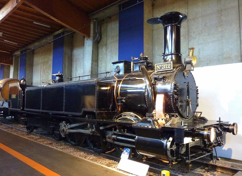 Dampflok Nr.312  Ladour  von 1856, Eisenbahnmuseum Mhlhausen (Mulhouse), Sept.2012