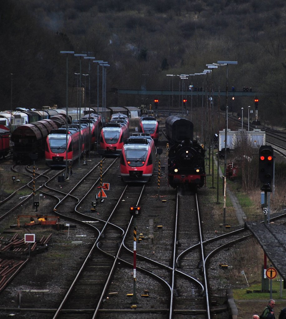 Dampfspektakel Ostern 2010 anlsslich 175 Jahre Deutsche Bahn: Die 78 468 steht am 02.04.2010 im Abstellbereich vom Bahnhof Gerolstein.