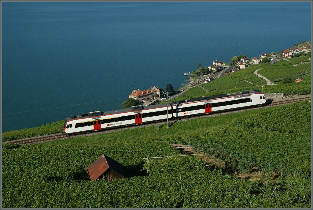 Daran wird man sich wohl gewhnen mssen: Statt dem  Train des Vignes  fhrt nun ein Domino als S 31. 
Bei Chexbres, den 10. Juli 2012