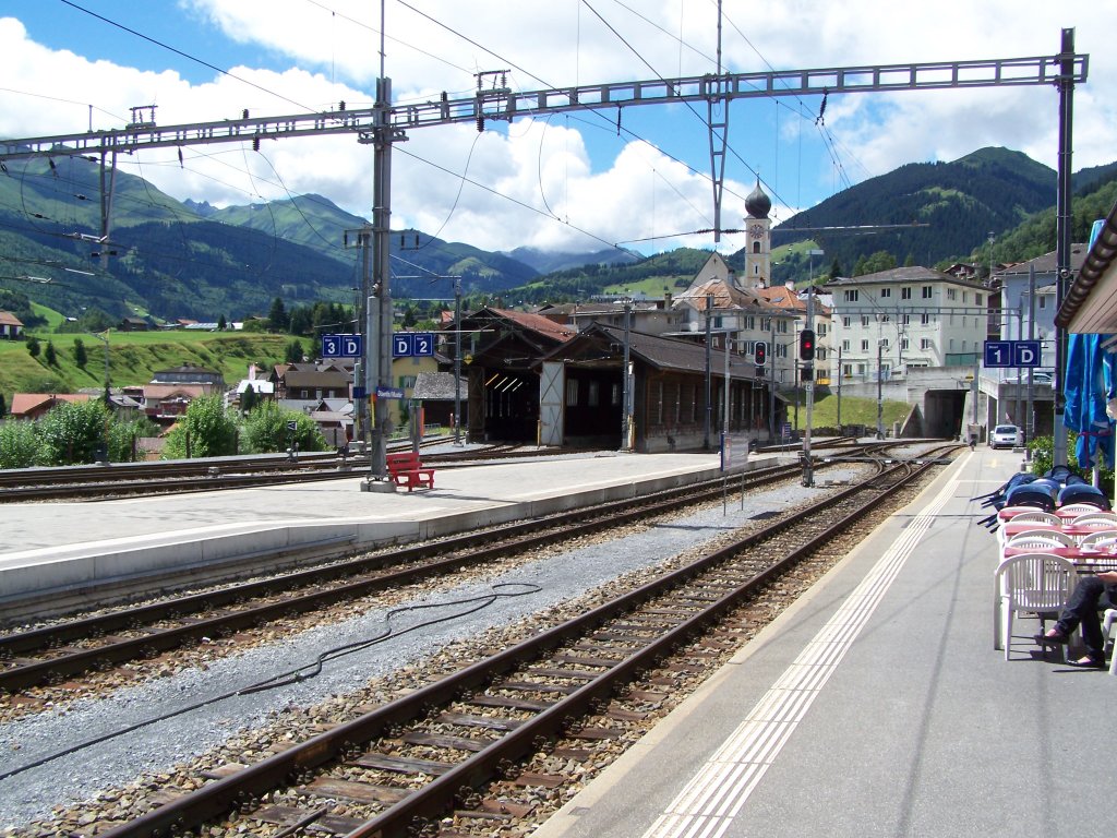 Das Bahnhofsareal von Disentis. (30 juli 2010)